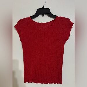 Red Textured Short Sleeve Top size Small (Super Stretchy)